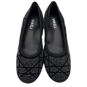 Vaneli Susan Studded Suede ballet flats Shoes Size 6N Black Padded Comfort Spark
